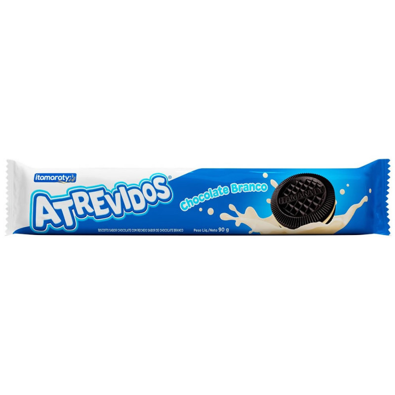 BISCOITO RECHEADO ITAMARATY ATREVIDOS 90GR CHOCOLATE BRANCO - CX COM 30 UN