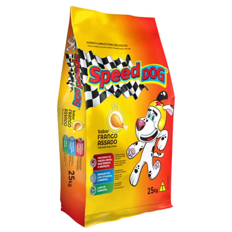 RAÇÃO PARA CÃES ADULTOS SPEED DOG 25 KILOS SABOR FRANGO ASSADO - UNIDADE
