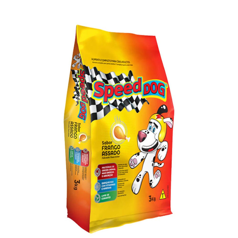 RAÇÃO PARA CÃES ADULTOS SPEED DOG 3 KILOS SABOR FRANGO ASSADO - UNIDADE
