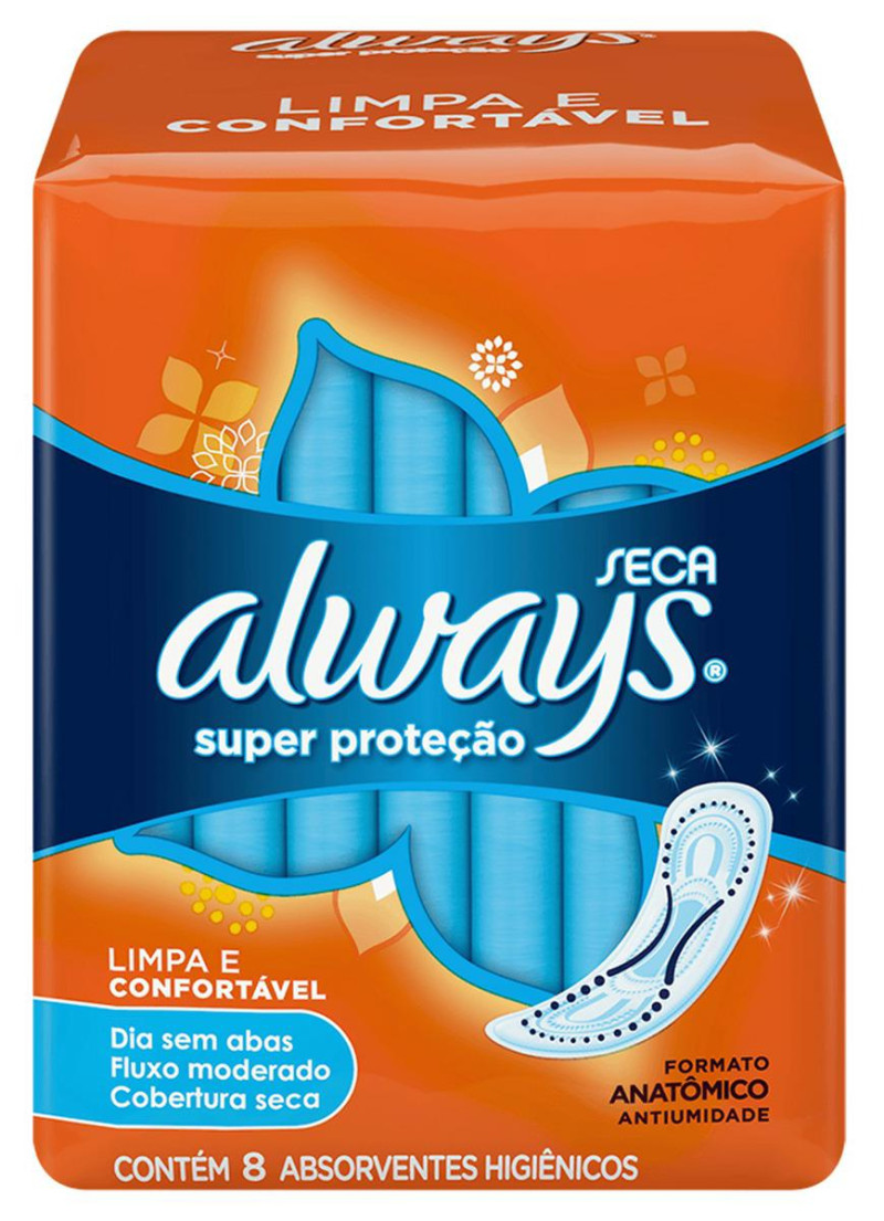ABSORVENTE ALWAYS C/ 8UN SECA SEM ABAS - CX COM 18 UN