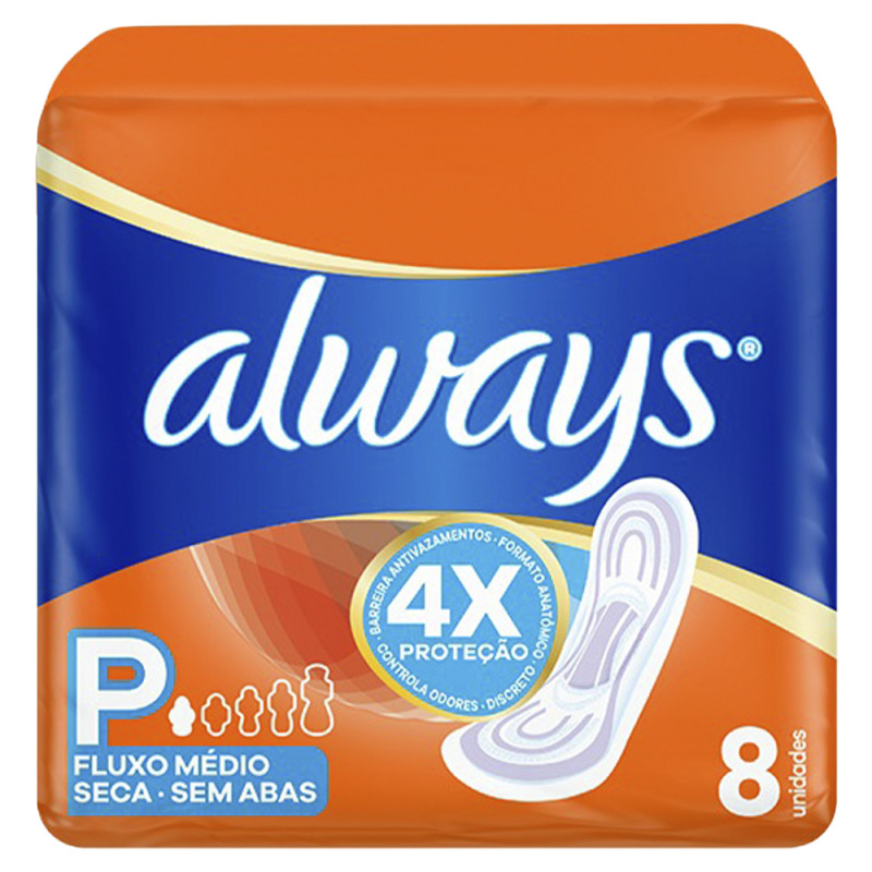 ABSORVENTE ALWAYS C/ 8UN SECA SEM ABAS - CX COM 18 UN