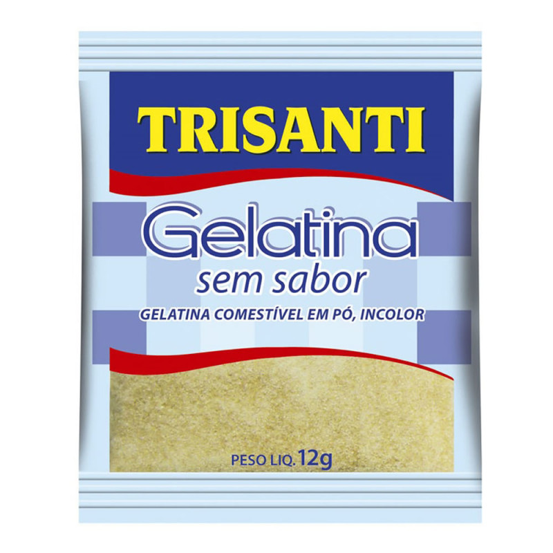 GELATINA SEM SABOR TRISANTI 12GR INCOLOR - CX COM 50 UN