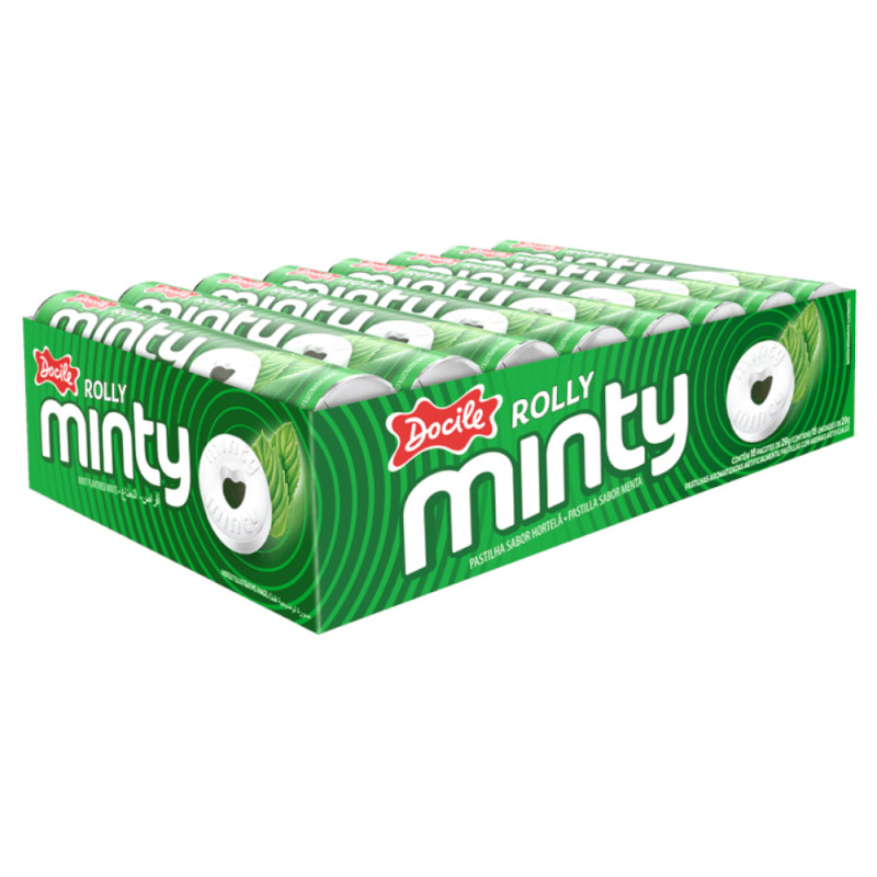 PASTILHA ROLLY MINTY DOCILE 29GR HORTELÃ - DP COM 16 UN
