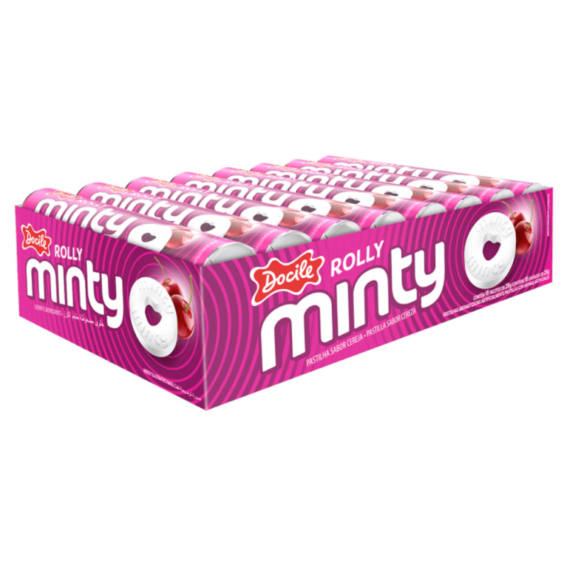 PASTILHA ROLLY MINTY DOCILE 29GR CEREJA - DP COM 16 UN