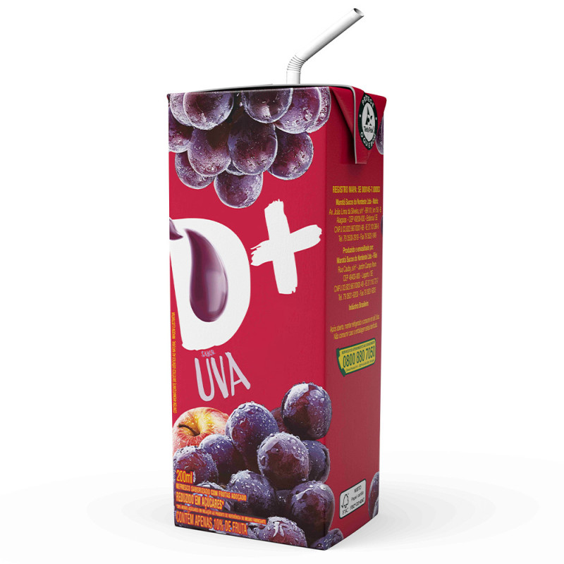 SUCO DE FRUTAS D+ 200ML UVA - CX COM 27 UN