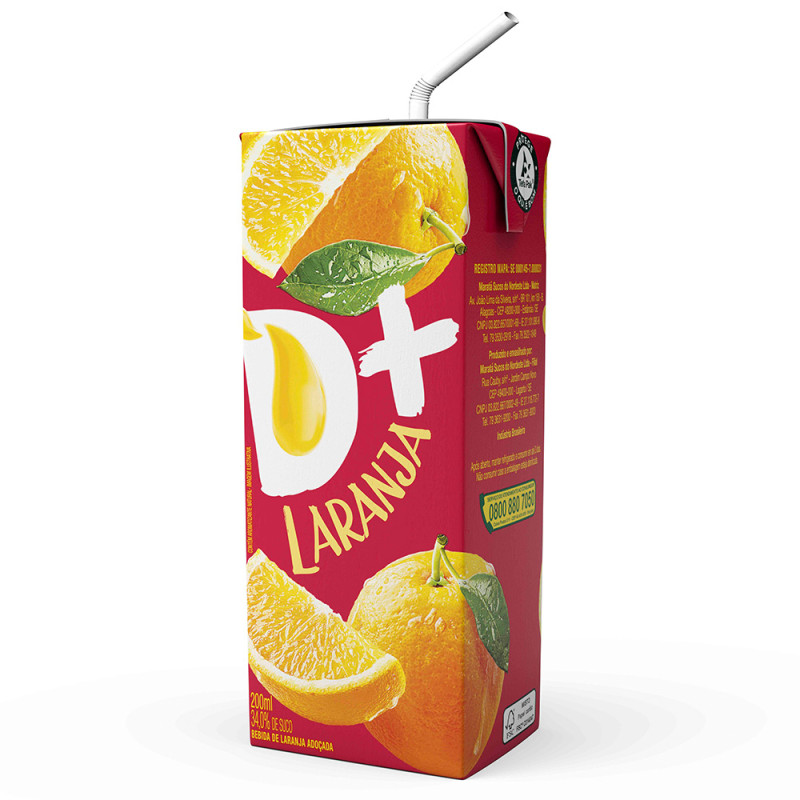SUCO NÉCTAR D+ 200ML LARANJA - CX COM 27 UN