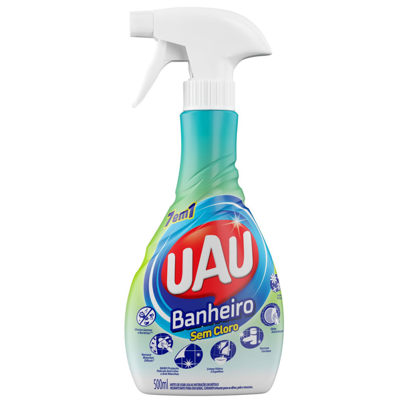 LIMPADOR UAU P/ BANHEIRO SEM CLORO 500ML - 7 EM 1 CX COM 12 UN
