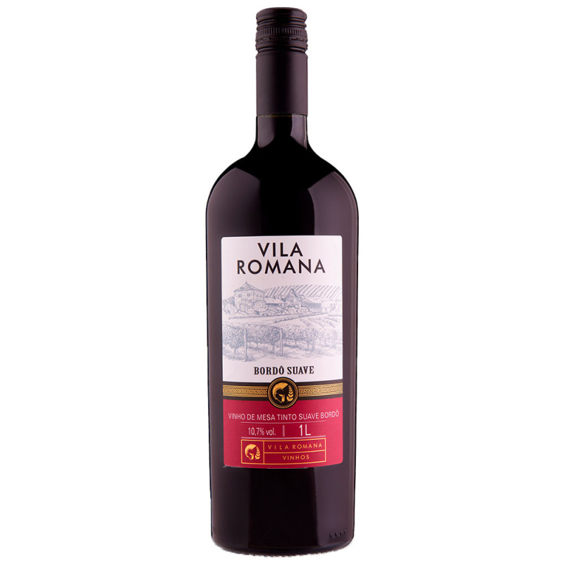 VINHO VILA ROMANA 1 LITRO SUAVE BORDÔ - CX COM 12 UN