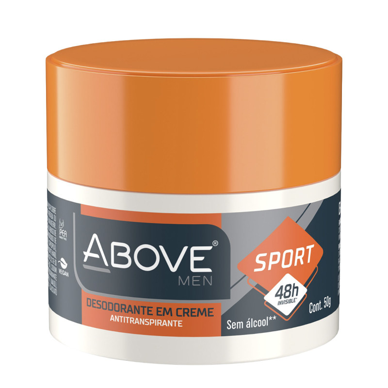 DESODORANTE EM CREME ABOVE 48H 50GR SPORT - CX COM 12 UN