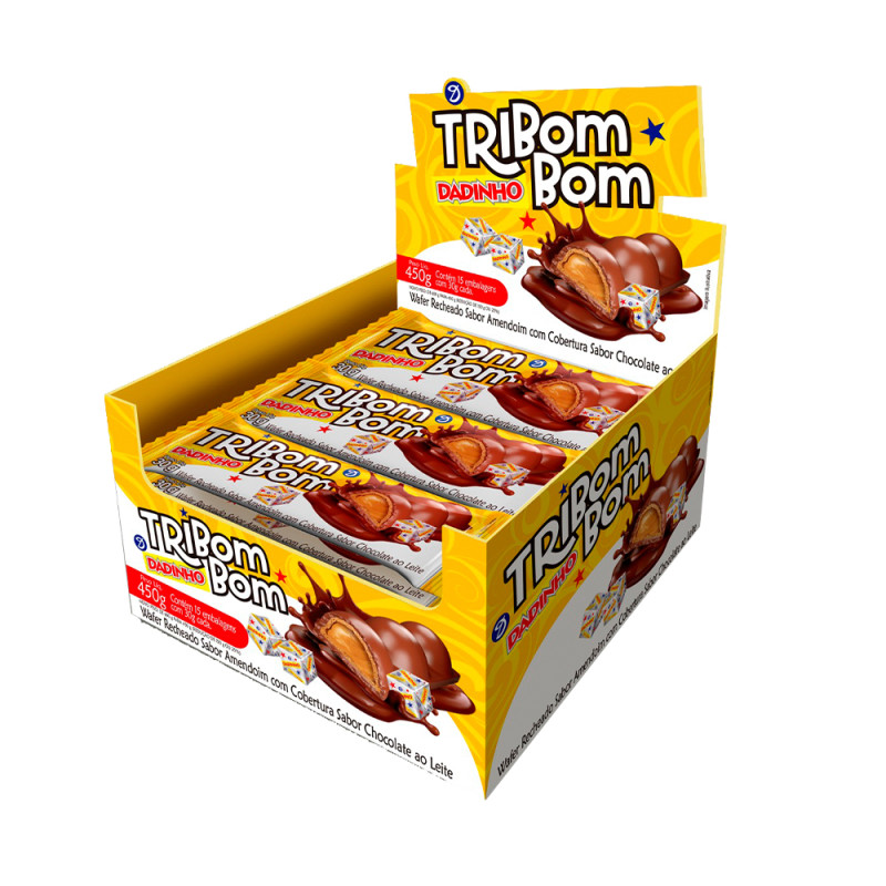 CHOCOLATE DADINHO TRIBOMBOM 30GR AMENDOIM - DP COM 15 UN