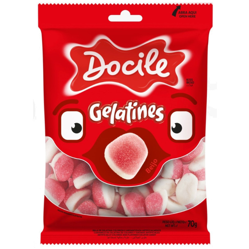 BALA DE GELATINA DOCILE BEIJOS 70GR - CX COM 12 PC