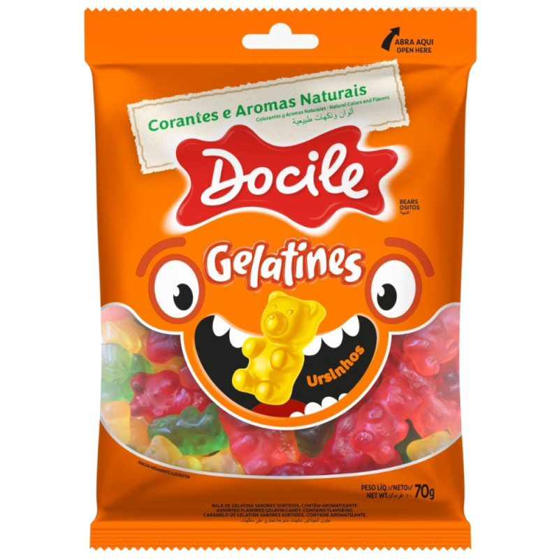 BALA DE GELATINA DOCILE URSINHOS 70GR - CX COM 12 PC