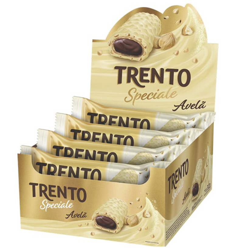 CHOCOLATE TRENTO SPECIALE COM AVELÃ 26GR BRANCO - DP COM 12 UN