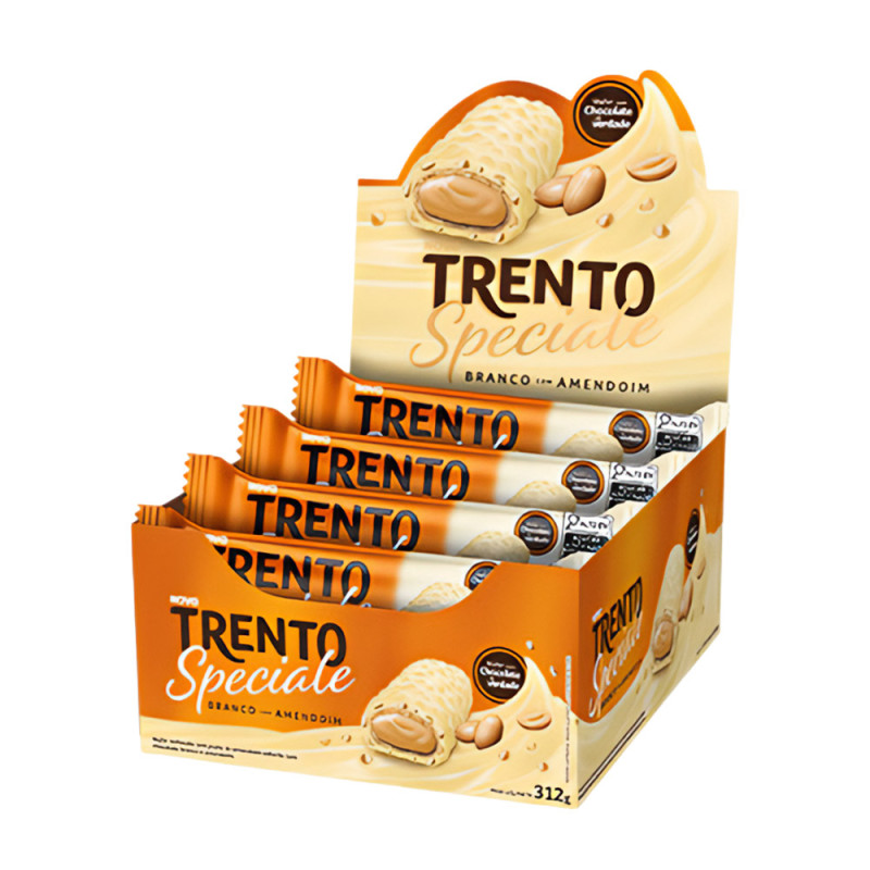 CHOCOLATE TRENTO SPECIALE AVELÃ 26GR BRANCO COM AMENDOIM - DP COM 12 UN