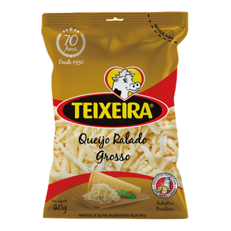 QUEIJO RALADO TEIXEIRA 40GR GROSSO - CX COM 25 UN