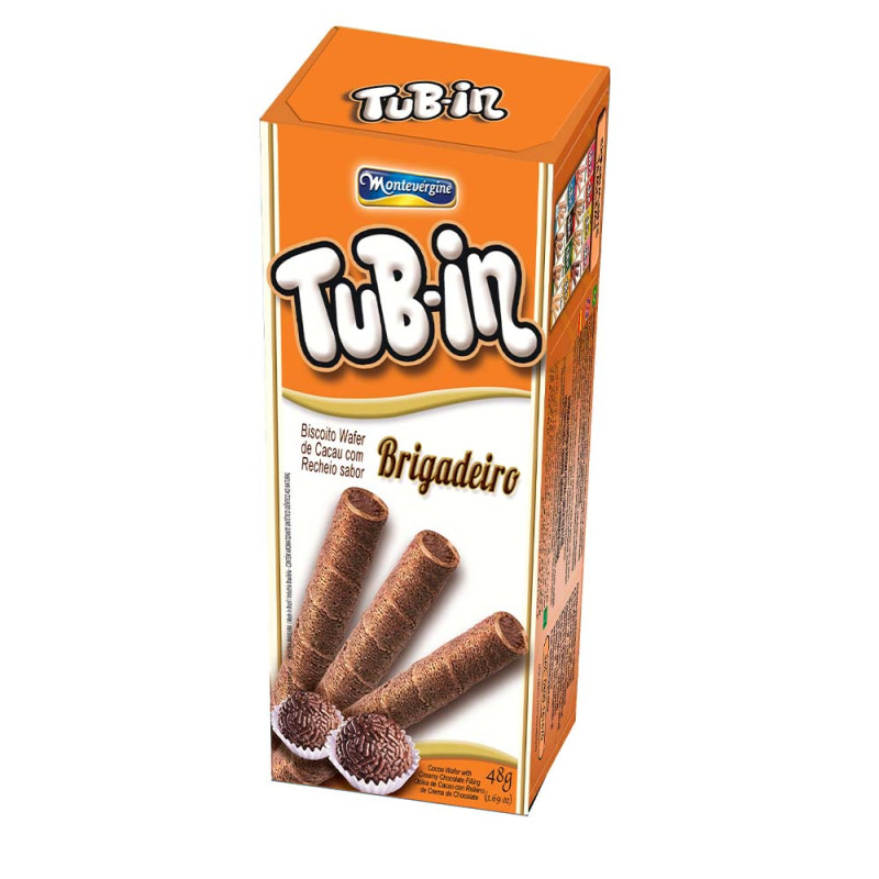 BISCOITO WAFER TUB-IN MONTEVÉRGINE 48GR BRIGADEIRO - CX COM 24 UN