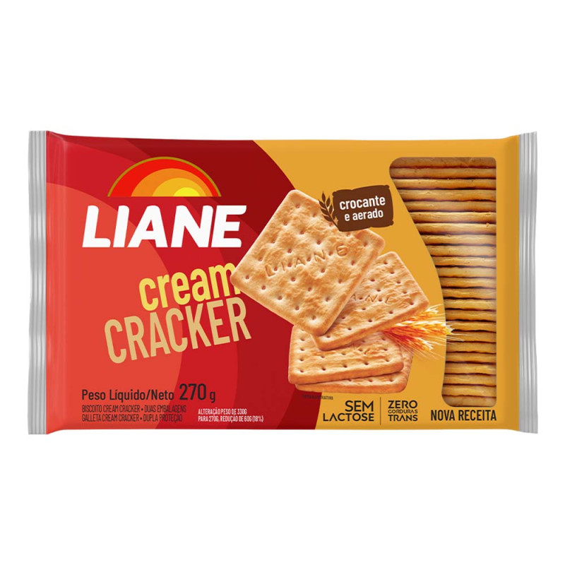 BISCOITO LIANE 270GR CREAM CRACKER - CX COM 30 UN