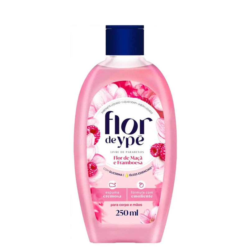 SABONETE LÍQUIDO FLOR DE YPÊ 250ML FLOR DE MAÇÃ E FRAMBOESA - CX COM 12 UN