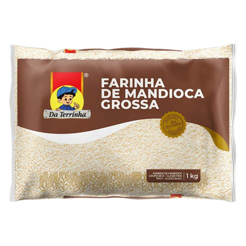 FARINHA DE MANDIOCA GROSSA CRUA DA TERRINHA 1 KILO - FD COM 12 PC