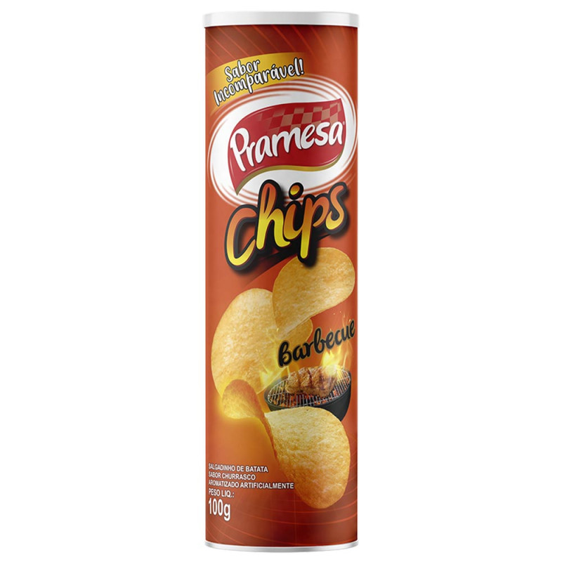 BATATA CHIPS PRAMESA 100GR CHURRASCO BARBECUE - CX COM 24 UN