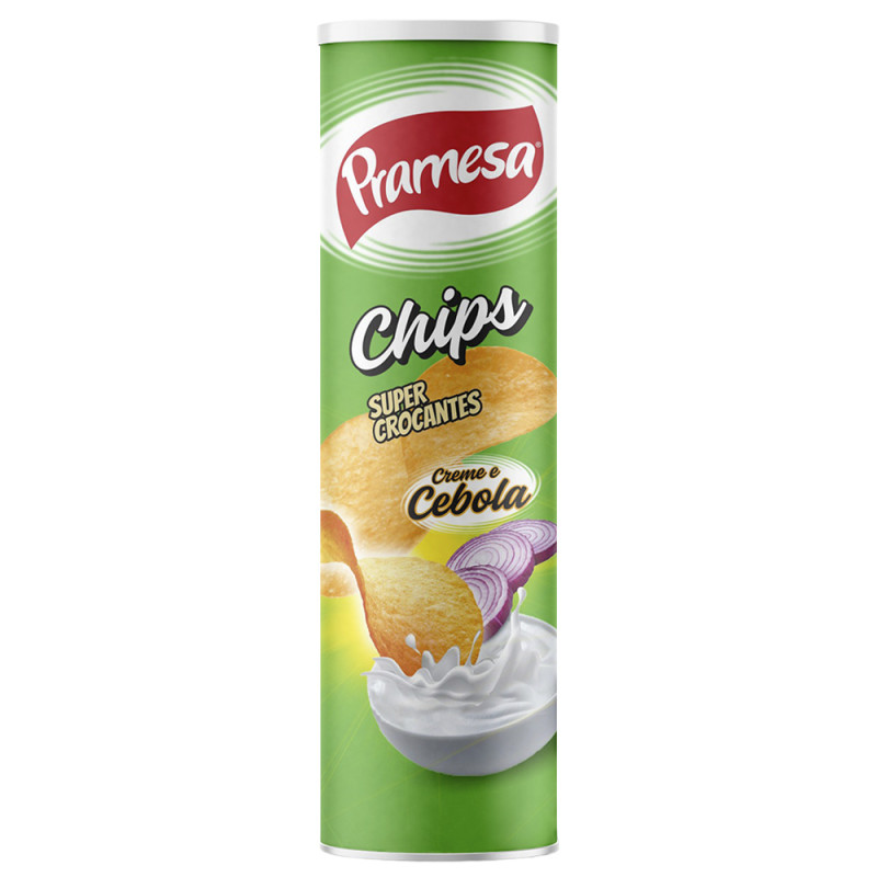 BATATA CHIPS PRAMESA 100GR CREME E CEBOLA - CX COM 24 UN
