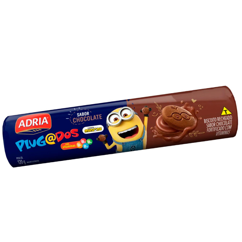 BISCOITO PLUGADOS ADRIA 120GR CHOCOLATE - CX COM 36 UN
