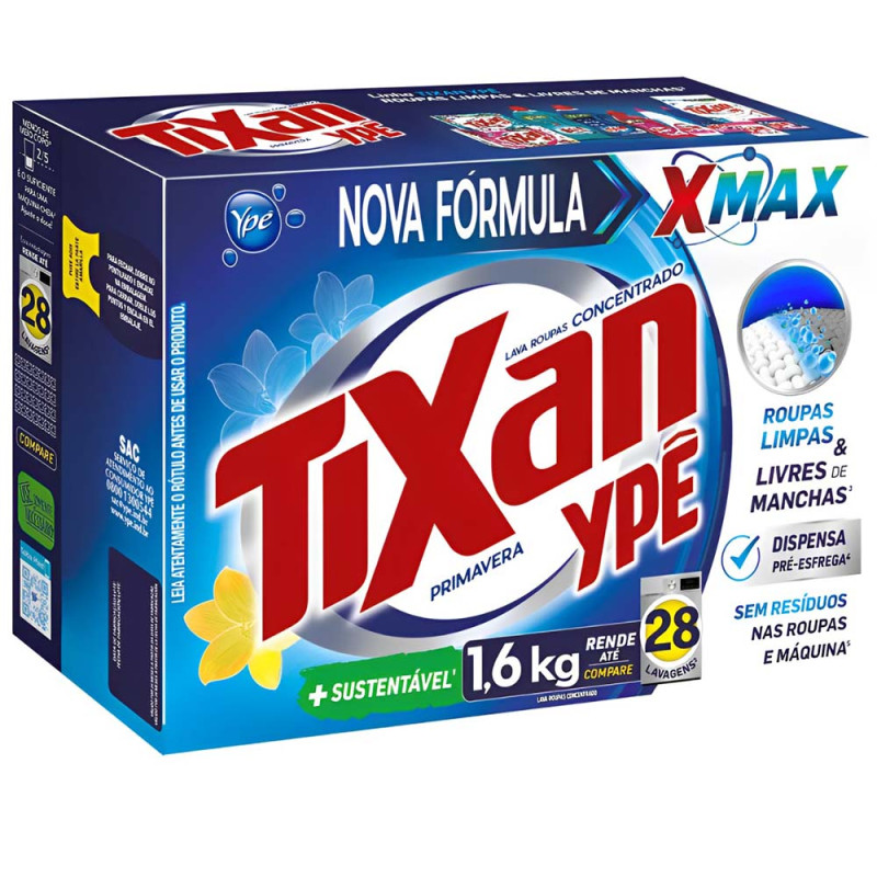 LAVA ROUPAS EM PÓ TIXAN YPÊ 1,6 KILO PRIMAVERA - CX COM 9 UN