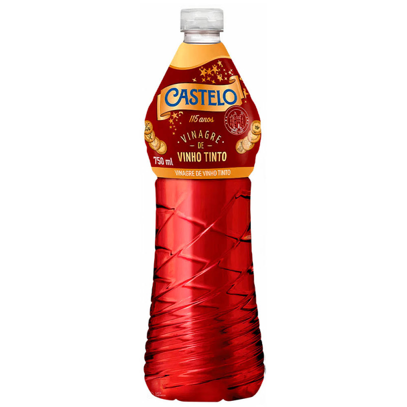 VINAGRE DE VINHO TINTO CASTELO 750ML - CX COM 12 UN