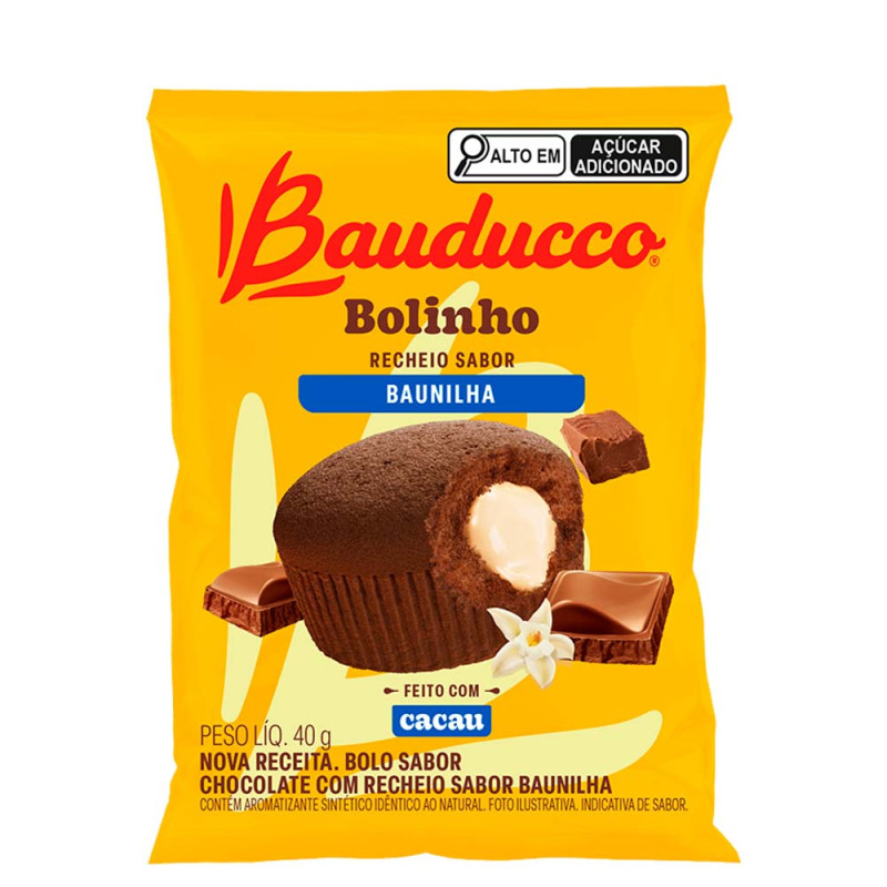 BOLINHO BAUDUCCO 40GR CHOCOLATE COM BAUNILHA - DP COM 16 UN