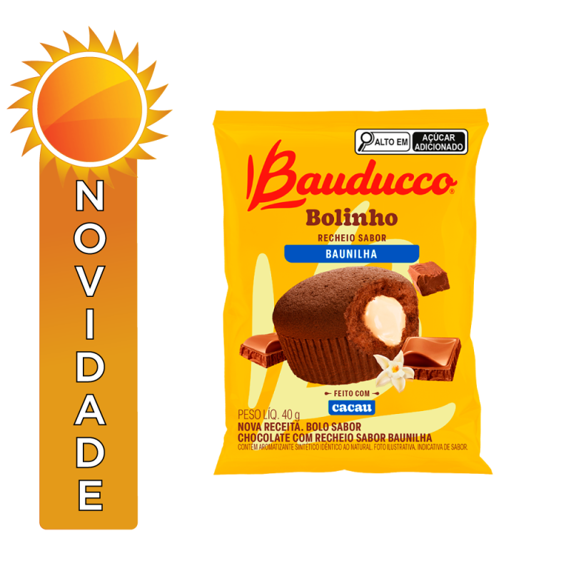 BOLINHO BAUDUCCO 40GR CHOCOLATE COM BAUNILHA - DP COM 16 UN