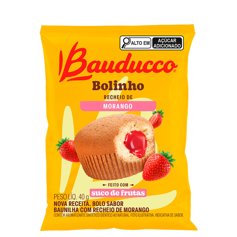 BOLINHO CUPCAKE BAUDUCCO 40GR MORANGO - DP COM 16 UN