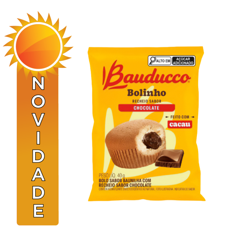 BOLINHO BAUDUCCO 40GR BAUNILHA COM CHOCOLATE - DP COM 16 UN