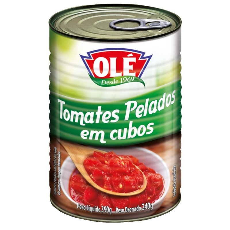 TOMATES PELADOS OLÉ LATA 240GR CUBOS - CX COM 24 UN