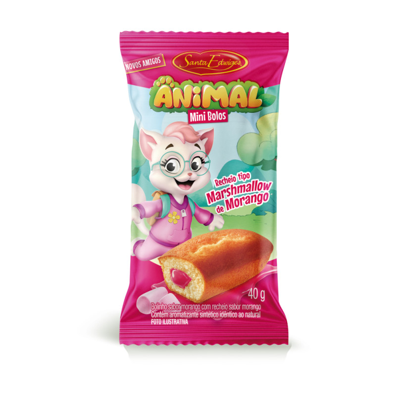 MINI BOLINHO RECHEADO SANTA EDWIGES 40GR BAUNILHA COM MORANGO - DP COM 15 UN