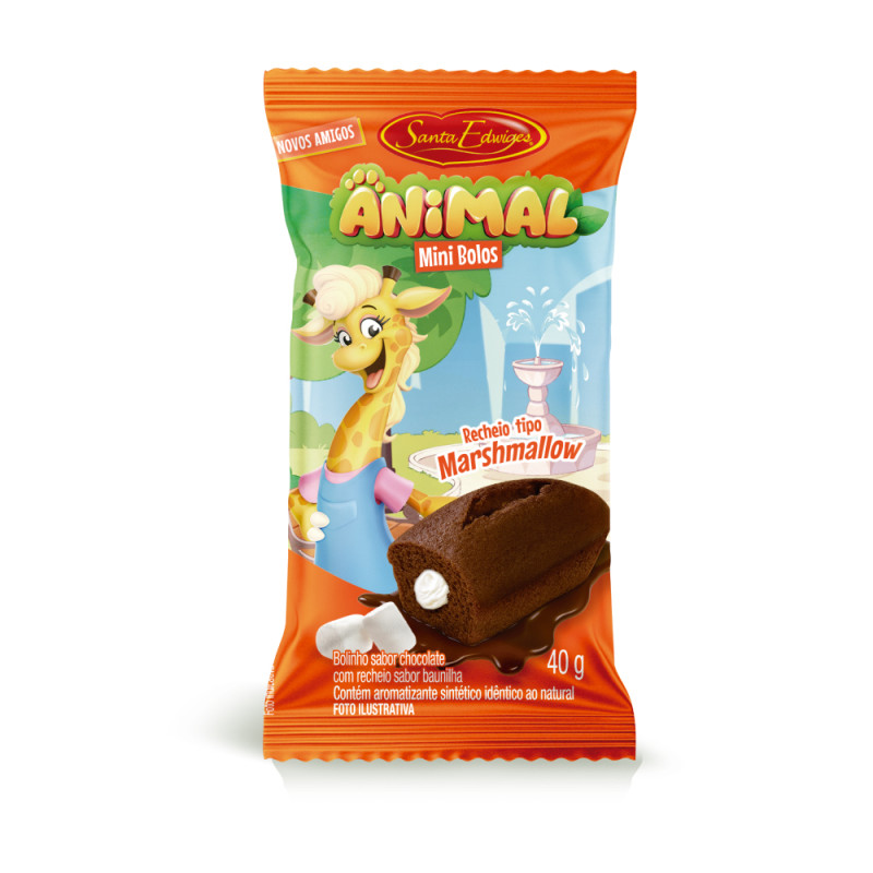 MINI BOLINHO RECHEADO SANTA EDWIGES 40GR CHOCOLATE COM MARSHMALLOW - DP COM 15 UN