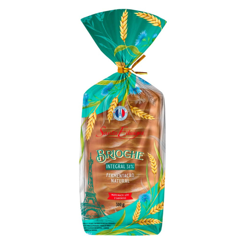 PÃO BRIOCHE SANTA EDWIGES 300GR INTEGRAL - CX COM 12 PC