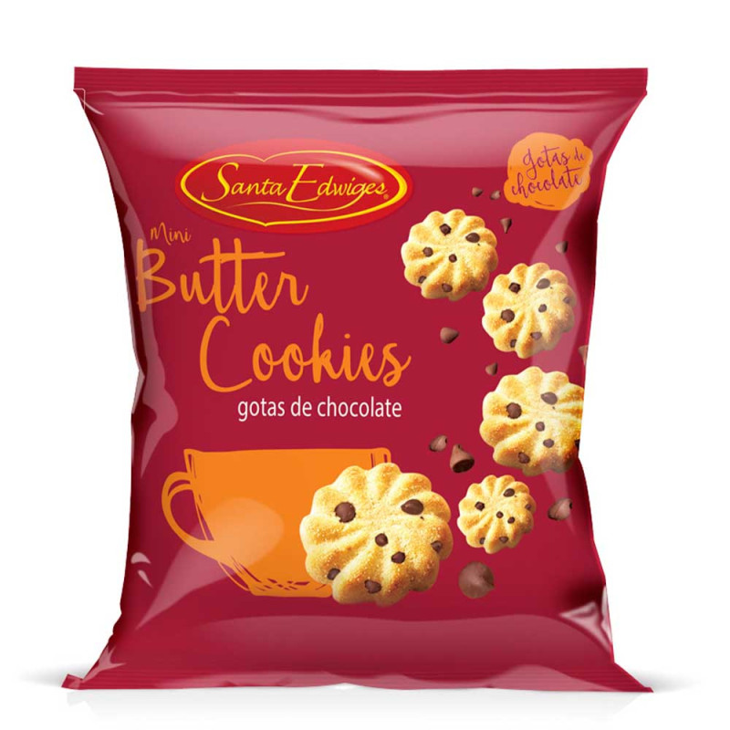 BISCOITO COOKIES SANTA EDWIGES 100GR GOTAS DE CHOCOLATE - CX COM 40 PC