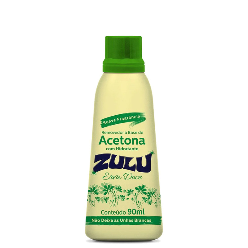 REMOVEDOR À BASE DE ACETONA ZULU 90ML ERVA DOCE - CX COM 12 UN