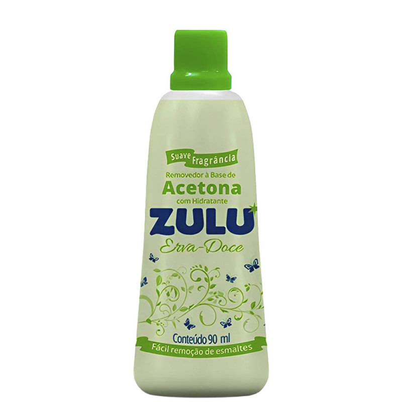 REMOVEDOR À BASE DE ACETONA ZULU 90ML ERVA DOCE - CX COM 12 UN
