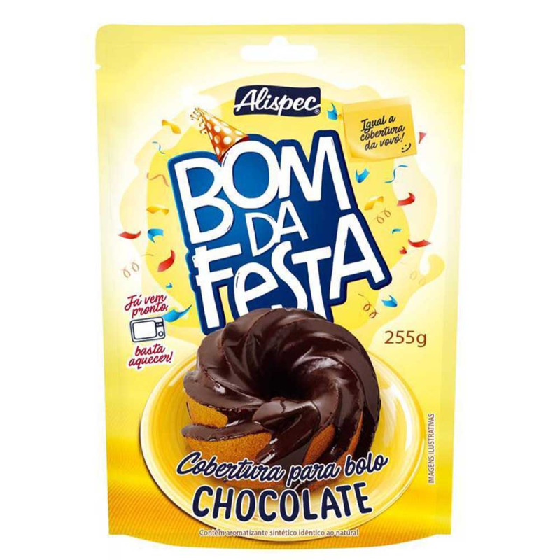COBERTURA PARA BOLO BOM DA FESTA 255GR CHOCOLATE - CX COM 12 UN