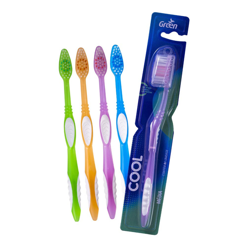 ESCOVA DENTAL ADULTO COOL GREEN MEDIA - PC COM 12 UN
