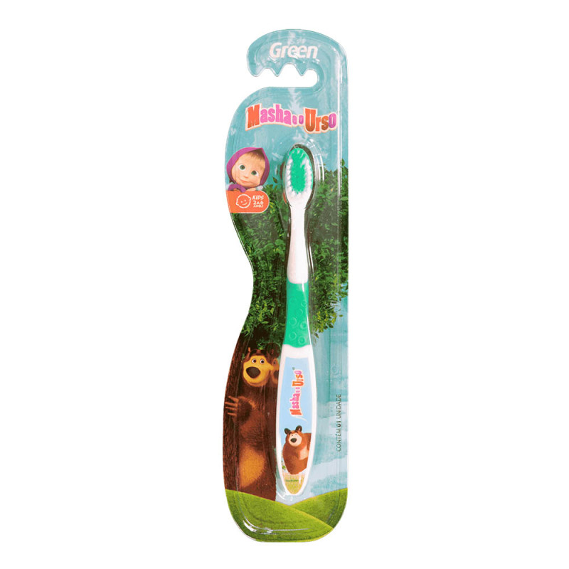 ESCOVA DENTAL INFANTIL MASHA E O URSO GREEN MACIA - PC COM 12 UN