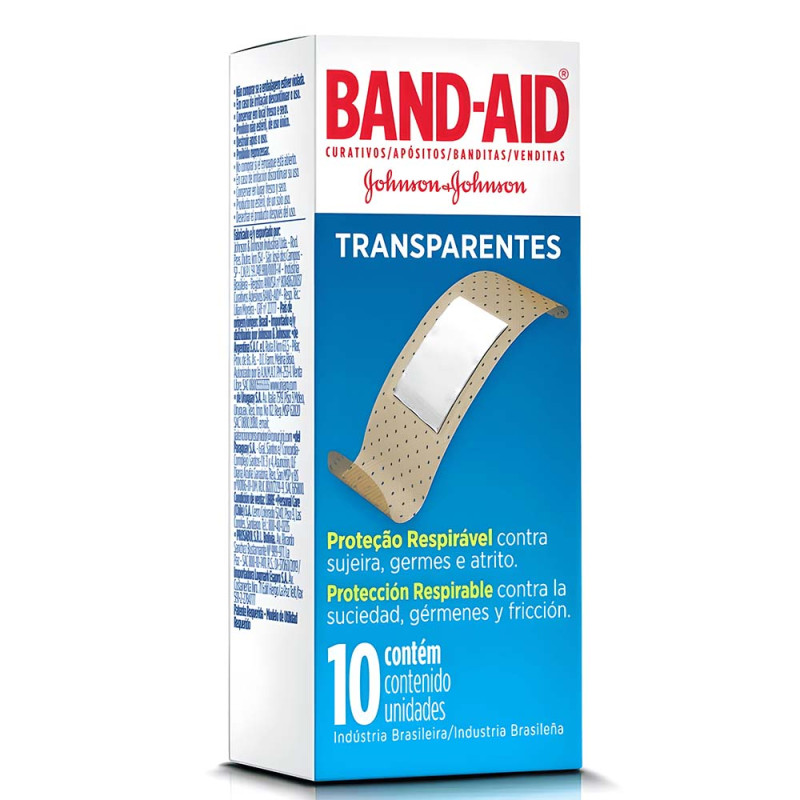 CURATIVO BAND-AID 10UN TRANSPARENTE - DP COM 12 UN