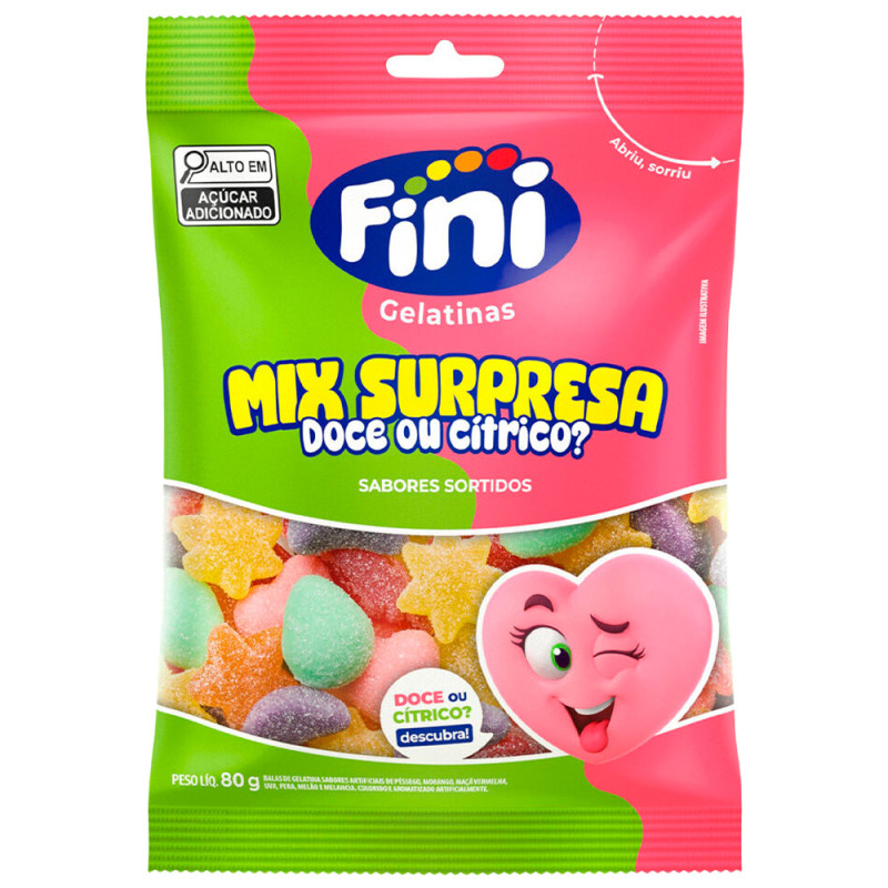 BALA DE GELATINA FINI 80GR MIX SURPRESA - CX COM 12 UN