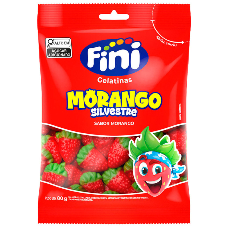 BALA DE GELATINA FINI 80GR MORANGO SILVESTRE - CX COM 12 UN