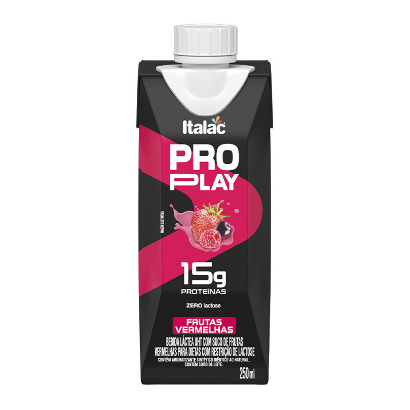 BEBIDA LÁCTEA WHEY PROTEIN ITALAC 250ML FRUTAS VERMELHAS - CX COM 12 UN