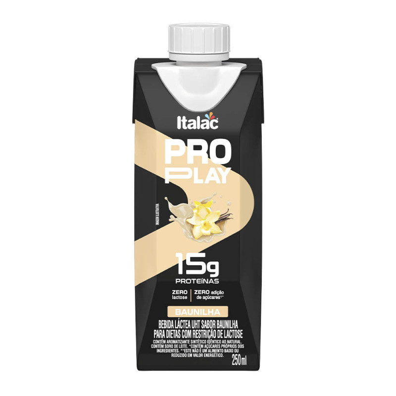 BEBIDA LÁCTEA WHEY PROTEIN ITALAC 250ML BAUNILHA - CX COM 12 UN