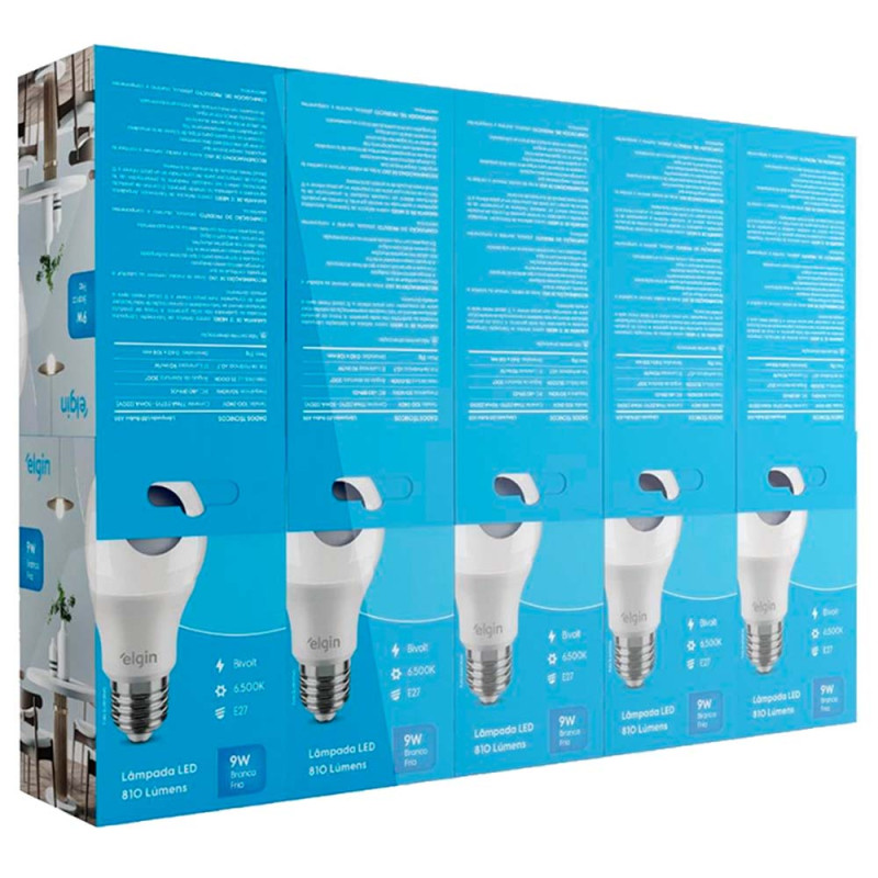LÂMPADA BULBO LED ELGIN BIVOLT 9W - PC COM 10 UN