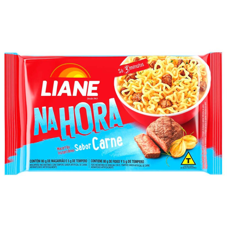 MACARRÃO INSTANTÂNEO LIANE 85GR CARNE - CX COM 50 UN