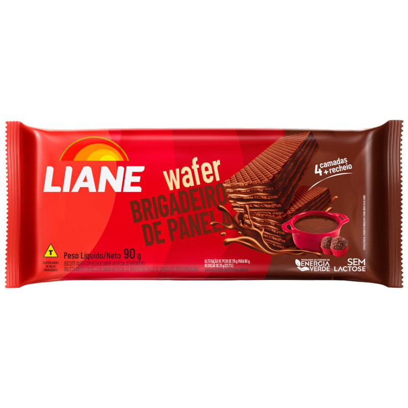 BISCOITO WAFER LIANE 90GR BRIGADEIRO DE PANELA - CX COM 55 UN
